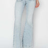 RISEN High Rise Front Patch Pocket Flare Jeans - Acid Light