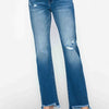 bytos Full Size Raw Hem Distressed Mid Rise Straight Jeans - Medium