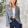 Open Front Printed Blazer - Ivory/Black