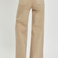 Back view of RISEN full size tummy control high rise wide leg jeans in light beige, showcasing a relaxed fit and stylish silhouette.