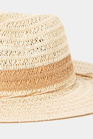 FAME Contrast Straw Braided Sun Hat at Bella Road