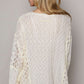 POL Round Neck Long Sleeve Raw Edge Lace Top at Bella Road