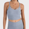 Millennia Double Strap Ribbed Sports Cami - Heather Gray