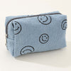 Zenana Smiley Face Corduroy Cosmetic Pouch - Blue