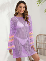 BELLA ROAD Openwork Contrast Long Sleeve Cover-Up at Bella Road