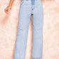 Bella Road straight leg jeans with pockets, showcasing trendy style and comfort for any adventure. Slight stretch denim.