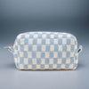 Zenana Checkered Pattern Knitted Cosmetic Pouch - Blue