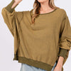 Mineral Wash Side Slit Oversized Sweatshirt - Olive