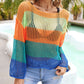 BELLA ROAD Color Block Openwork Boat Neck Cover Up at Bella Road