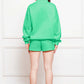 Half Zip Long Sleeve Sweatshirt and Drawstring Shorts Set