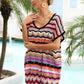 BELLA ROAD Rainbow Stripe Scalloped V-Neck Cover-Up Dress at Bella Road