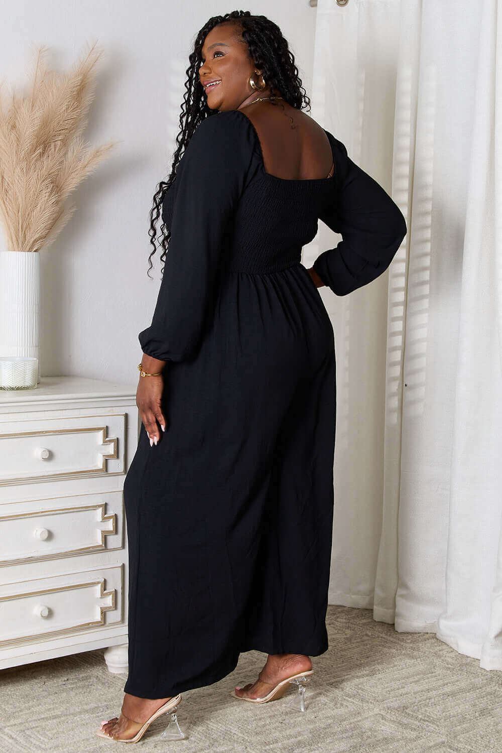 DOUBLE TAKE Square Neck Jumpsuit with Pockets at Bella Road