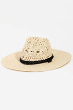 FAME Openwork Lace Detail Wide Brim Hat at Bella Road