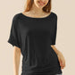 NINEXIS Boat Neck Short Sleeve Ruched Side Top at Bella Road