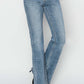 Stylish mid-rise bootcut Risen Jeans in light wash, perfect for a flattering and versatile look.