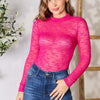 Round Neck Long Sleeve Bodysuit - H Fuchsia