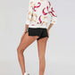 Printed Zip-Up Three-Quarter Sleeve Bomber Jacket