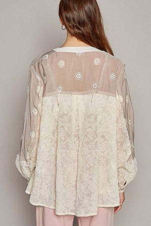 POL Eyelet Button Up Shirt at Bella Road