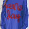 Bella Road Game Day Round Neck Long Sleeve Sweatshirt - Royal Blue