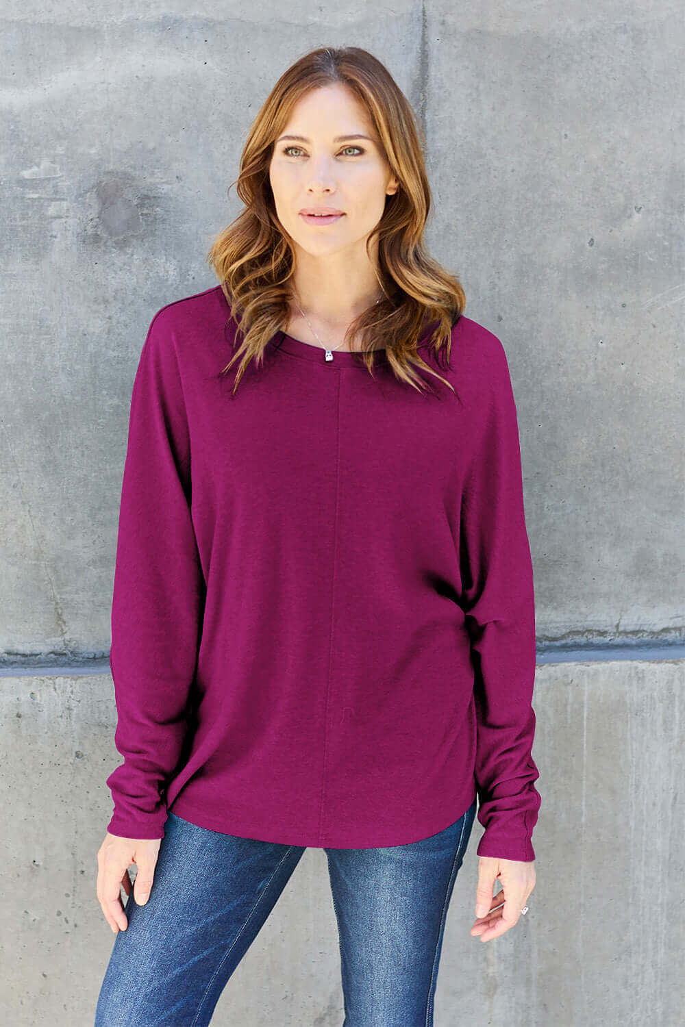 DOUBLE TAKE Full Size Round Neck Long Sleeve T-Shirt at Bella Road