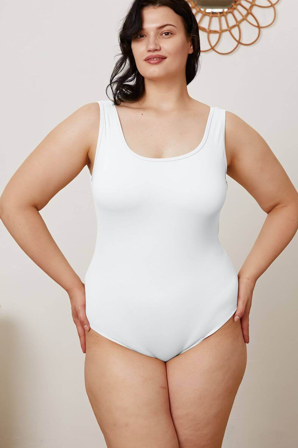 BASIC BAE Full Size Square Neck Sleeveless Bodysuit at Bella Road