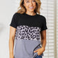 DOUBLE TAKE Leopard Print Color Block Short Sleeve T-Shirt at Bella Road