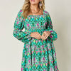 Printed Long Sleeve Dress | Full Size - Mid Green