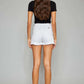 KANCAN Full Size High Rise Frayed Hem Denim Shorts at Bella Road