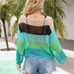 BELLA ROAD Color Block Openwork Boat Neck Cover Up at Bella Road