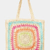 Rainbow Crochet Knit Tote Bag - Teal