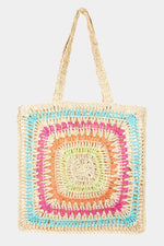 FAME Rainbow Crochet Knit Tote Bag at Bella Road