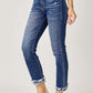 Trendy High-Rise Frayed Cuffed Straight Risen Jeans for a stylish and versatile look.