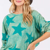 SAGE + FIG Mineral Wash Star Pattern T-Shirt - Turquoise