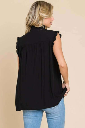 CULTURE CODE Full Size Frill Edge Smocked Sleeveless Top at Bella Road