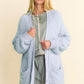 Light blue ribbed hem button up cardigan, cozy and stylish, perfect for layering over casual outfits.