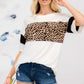 CELESTE Full Size Leopard Exposed Seam Short Sleeve T-Shirt at Bella Road