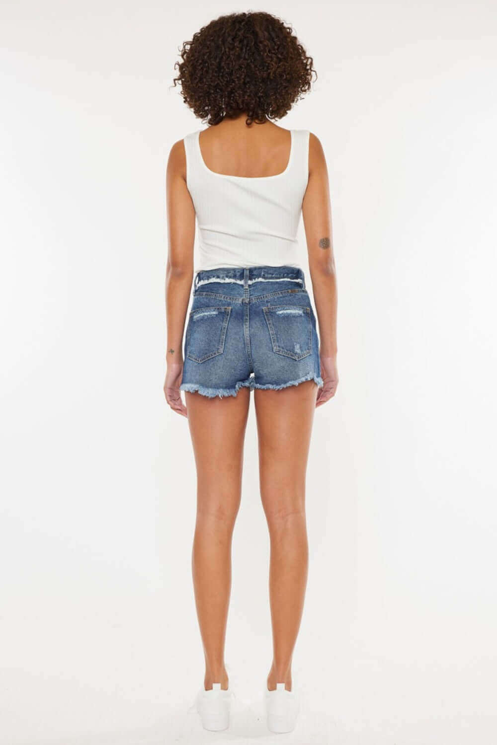 KANCAN Distressed Button Fly Denim Shorts at Bella Road