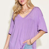 Basic Bae Bamboo V-Neck Drop Shoulder T-Shirt - Lilac