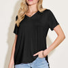 Bamboo V-Neck High-Low T-Shirt - Black