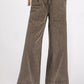 Stylish Mittoshop mineral wash elastic wide leg pants with a relaxed fit, perfect for casual outfits and laid-back looks.