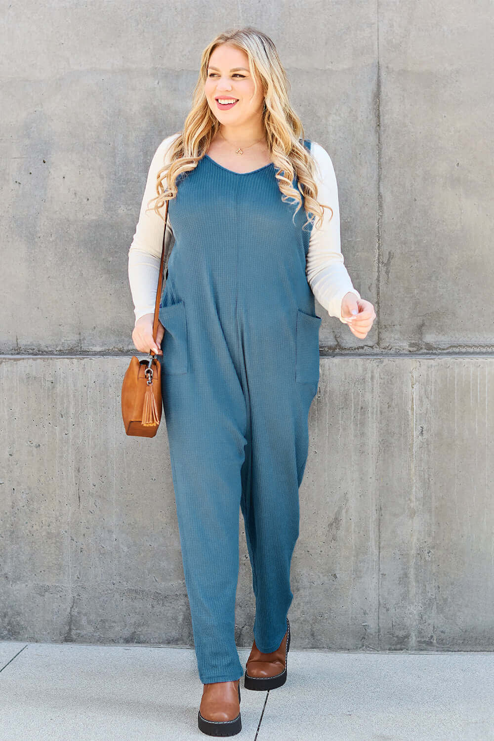 DOUBLE TAKE Full Size Sleeveless Straight Jumpsuit at Bella Road