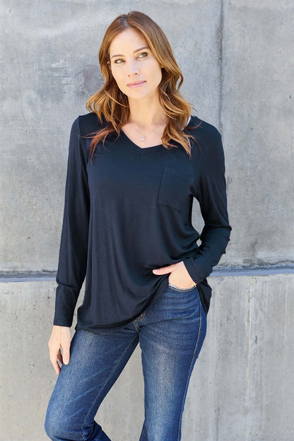 V-Neck Long Sleeve Top