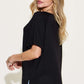 Bamboo Slit V-Neck Short Sleeve T-Shirt