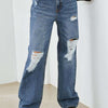 Tasha Apparel Distressed High Waist Jeans - Medium Blue