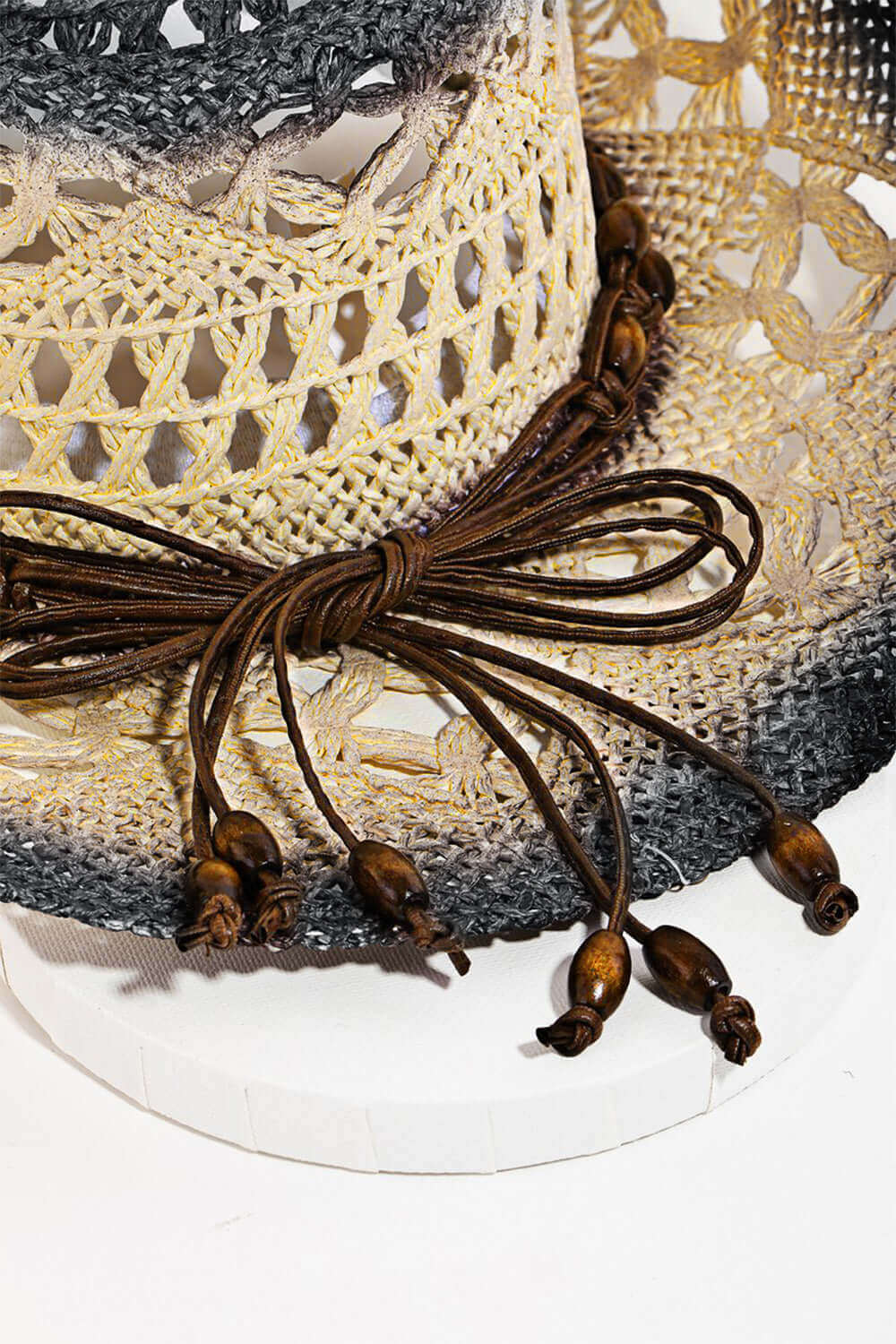 FAME Cutout Rope Strap Wide Brim Hat at Bella Road