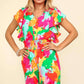 Abstract Floral Smocked Waist Romper