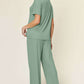 DOUBLE TAKE Full Size Round Neck Short Sleeve T-Shirt and Wide Leg Pants Set at Bella Road