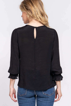 ACTIVE BASIC Crochet Lace Panel Flounce Sleeve Blouse at Bella Road