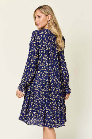 DOUBLE TAKE Full Size Printed Ruffle Hem Long Sleeve Dress at Bella Road