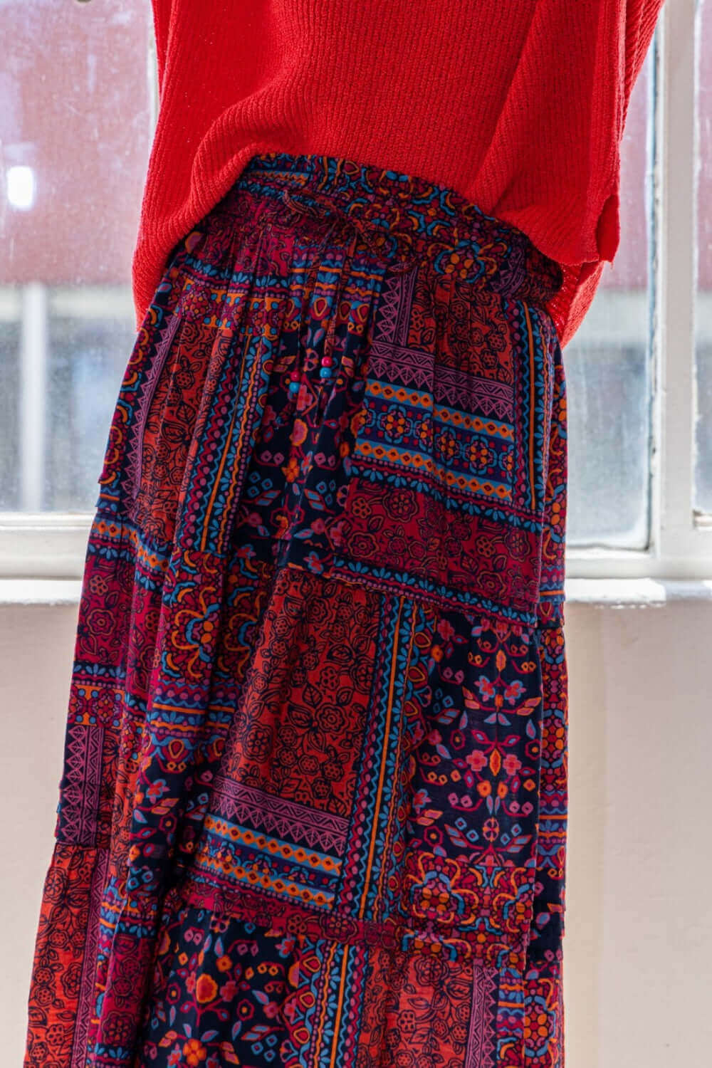 ODDI ODDI Full Size Printed Tiered Maxi Skirt at Bella Road